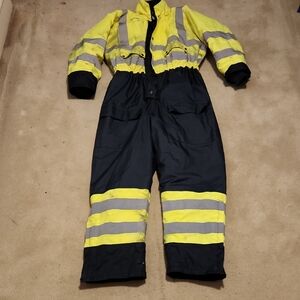 Yellow and Navy Safety Reflective Insulated Coverall "Snow Suit"